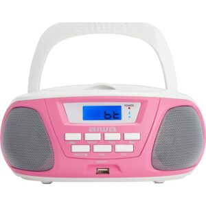 Aiwa BBTU-300PK – přenosný boombox / rádio CD/Bluetooth (pink + white)