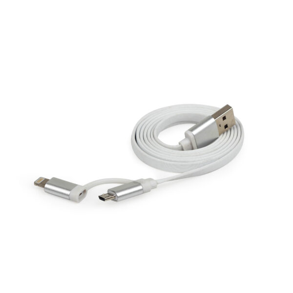 Maxter Maxxter 2in1  MicroUSB & Apple Lightning 1m stříbrný