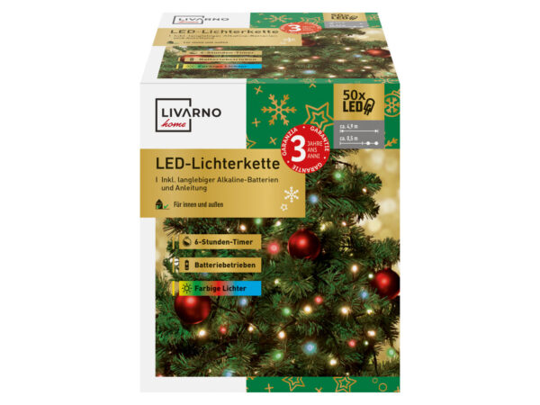 LIVARNO home Světelný LED řetěz, 50 LED (barevný)
