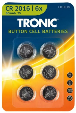 Tronic TRONIC® Knoflíkové baterie. 6 kusů (litiová baterie CR2016)