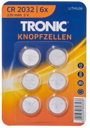 Tronic TRONIC® Knoflíkové baterie. 6 kusů (litiová baterie CR2032)