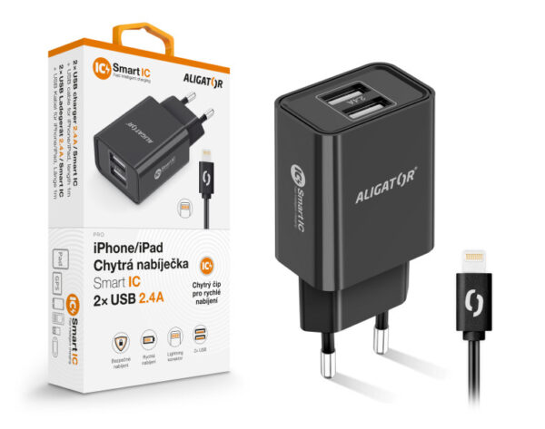 ALIGÁTOR CD ALI iPhone/iPad 2xUSB výst.2,4A, smart IC,černá