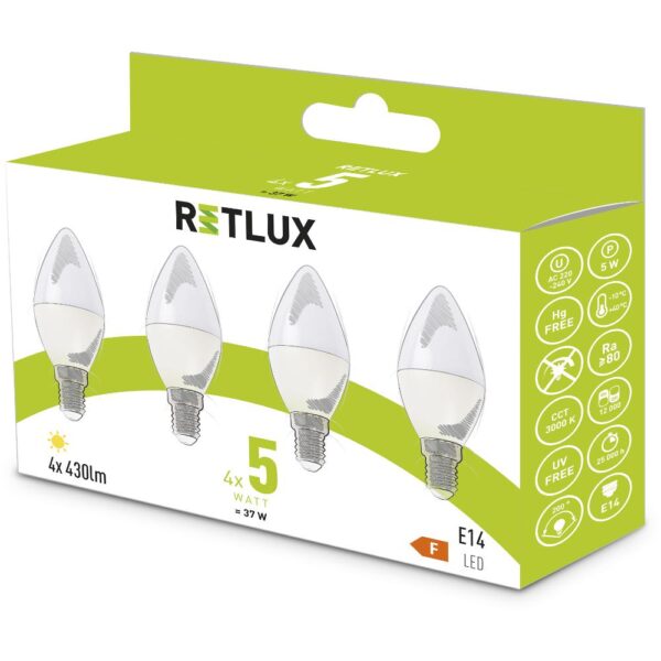 Retlux REL 35 LED C37 4x5W E14 WW