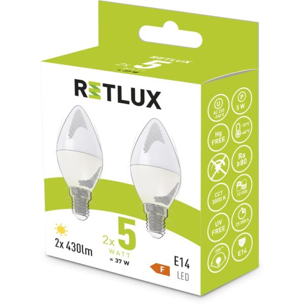 Retlux REL 34 LED C37 2x5W E14 WW