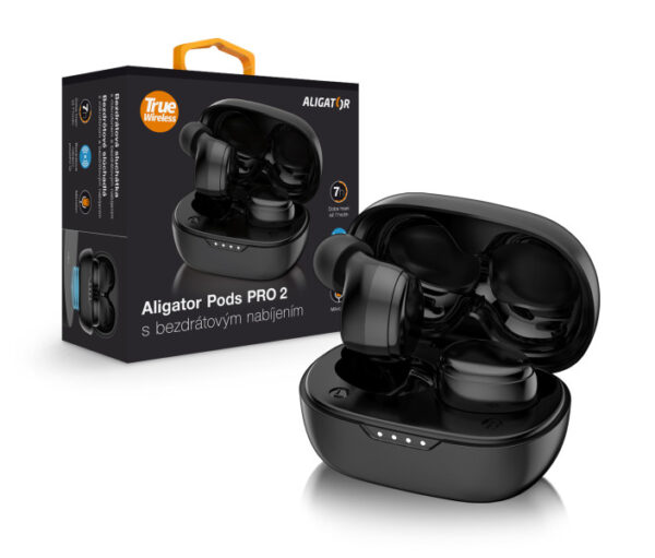 ALIGÁTOR Bluetooth sluchátka ALIGATOR PODS PRO 2 s bezdrátovým nabíjením, černá