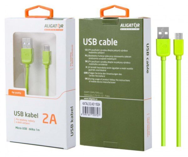 ALIGÁTOR Datový a nabíjecí kabel PLUS, Micro USB, (AS115), ZELENÝ