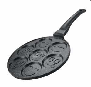 Herzberg HG-CP267SML – 26cm pánev na lívance s mramorovým povrchem a 7 smajlíky