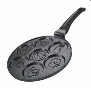 Herzberg HG-CP267ANL – 26cm pánev na lívance s mramorovým povrchem a 7 formami zvířátek