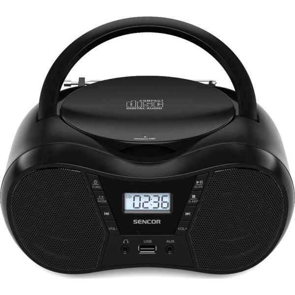 Sencor SPT 2300 BK – přenosný boombox s CD, Bluetooth a FM rádiem